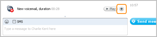 delete a voicemail using trash can icon
